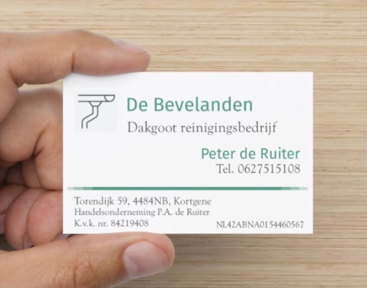 Visitekaart van Peter de Ruiter, De Bevelanden Dakgootreiniging